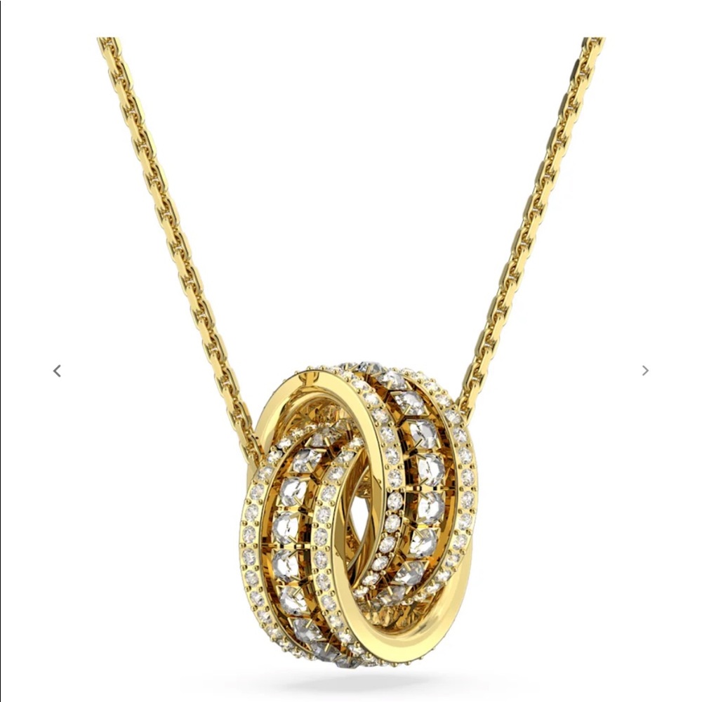 Swarovski Further necklace Intertwined circles, White, Gold-tone plated